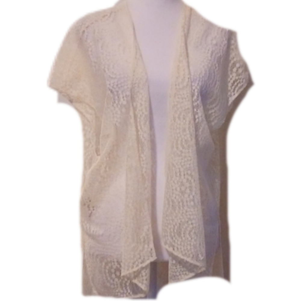 + Elegant Cream Open-Front Sweater